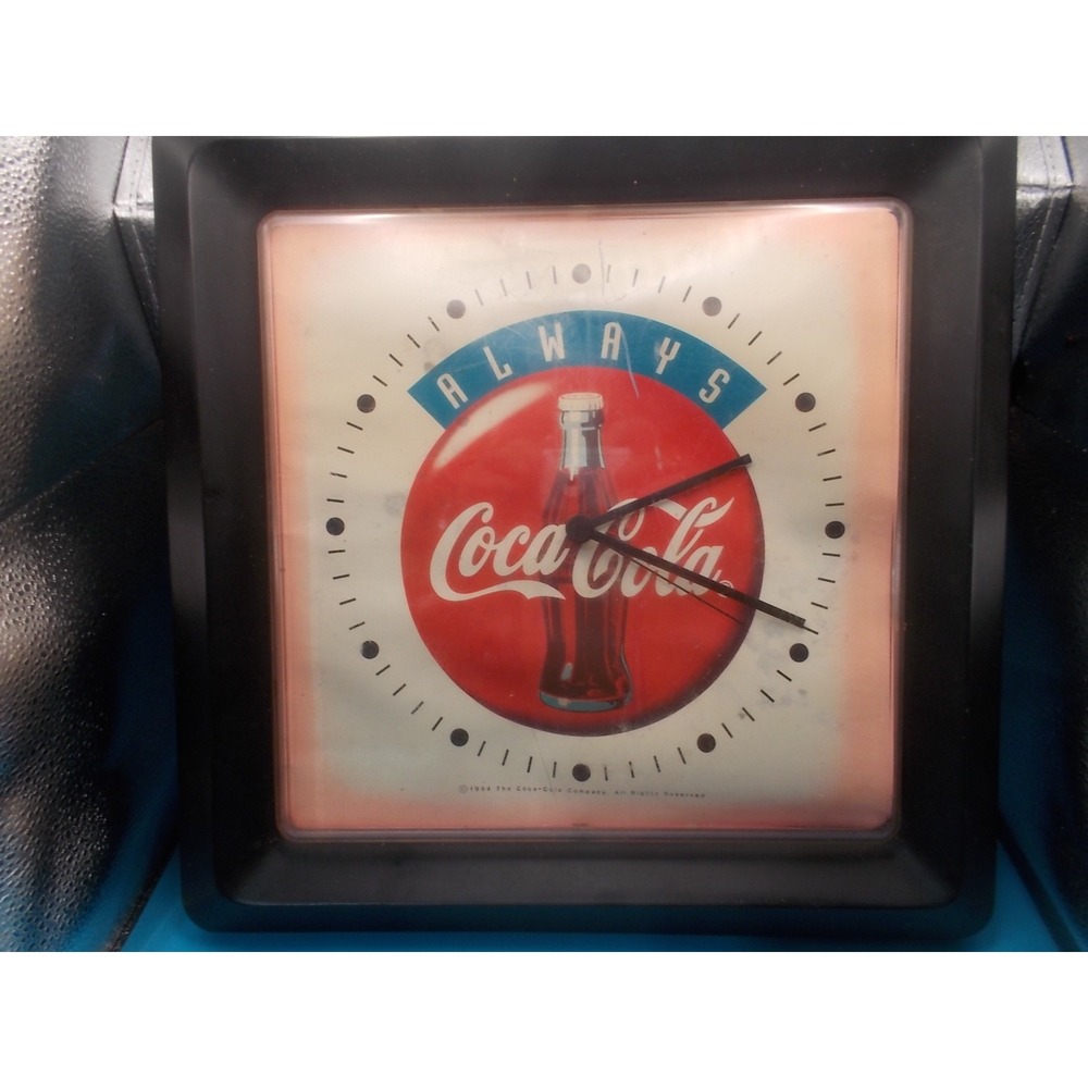 Vintage 1993 Coca-Cola Wall Clock Burwood Products Co USA Always Coke 2652 Black